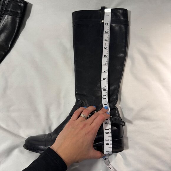 Browns Italian Leather High Knee Riding Boots 37 6.5 Quiet Luxury Preppy Fall - Picture 15 of 16